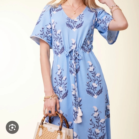 Spartina 449 Floral Blue Maxi Dress Size L - Picture 2 of 15